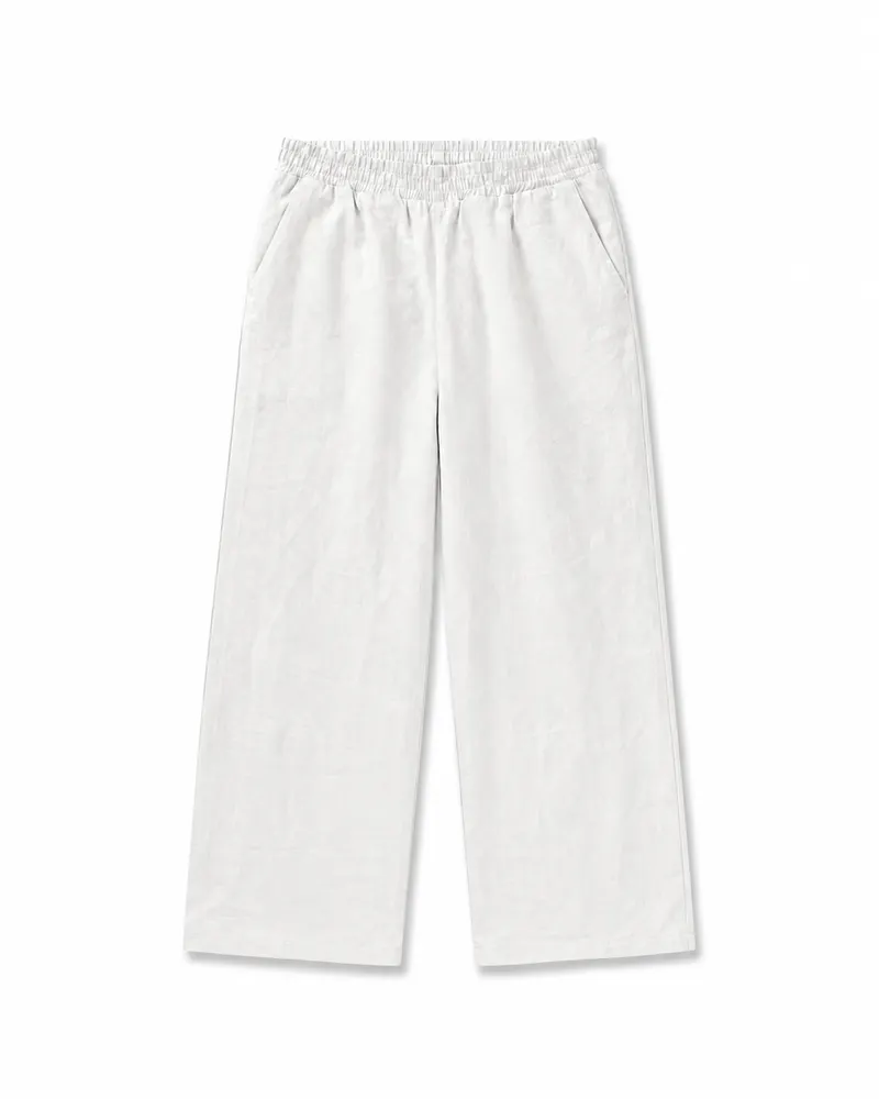 White linen BARON trousers, front